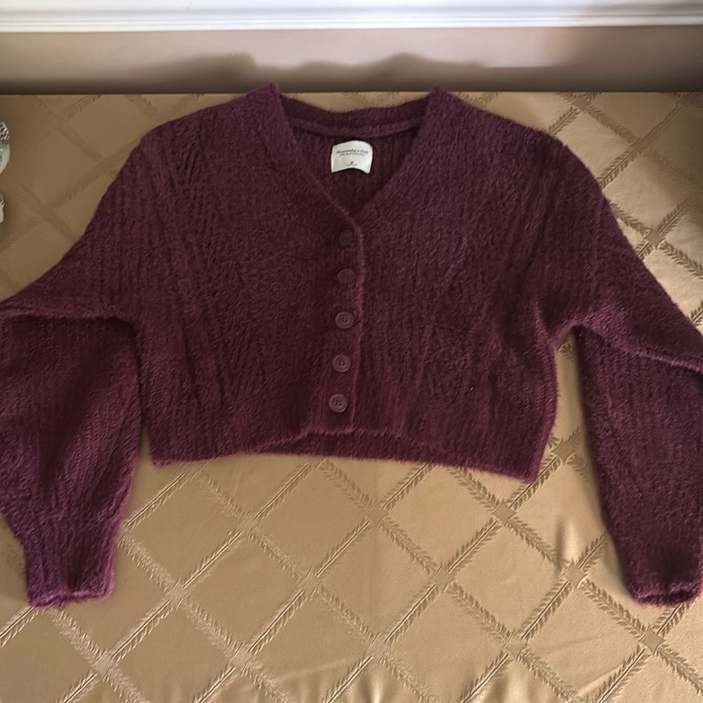 Abercrombie and Fitch Soft A&F Collection Burgundy Button Sweater